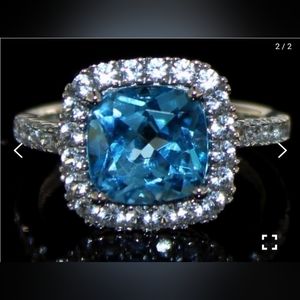 Lot#43 Cushion Cut 4.60 ct Blue Topaz Dinner Ring